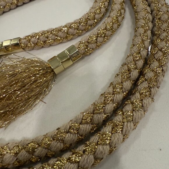 MAJE/BRAIDED ROPE TASSEL BELT/GOLD/OS - Picture 2 of 5